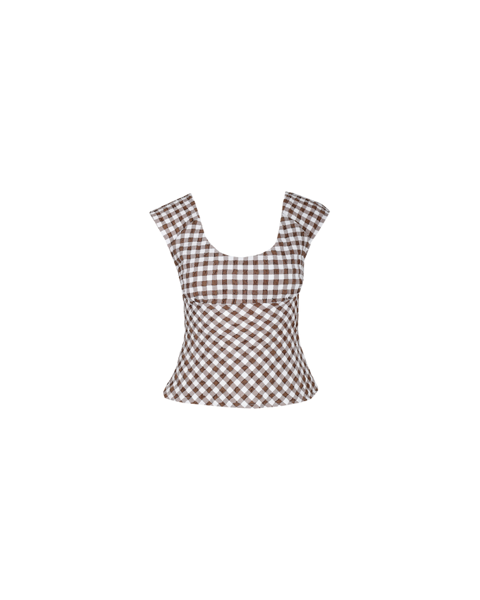 PRISM TOP BROWN GINGHAM