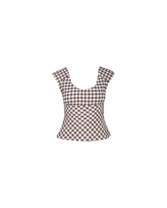 PRISM TOP BROWN GINGHAM