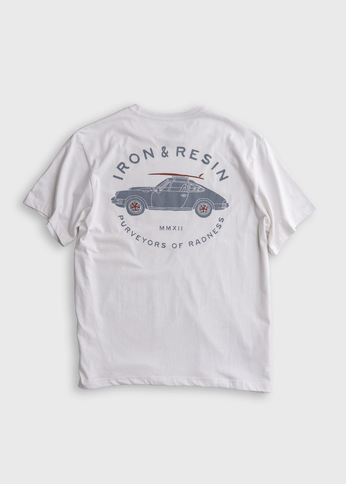 Men’s organic cotton t-shirt in White, with custom graphic print, chest pocket and soft feel, lightweight everyday tee