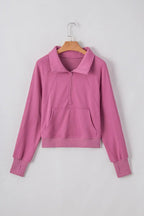 Shop Quarter Zip Stand Neck Kangaroo Pocket Sweatshirt at eAura
