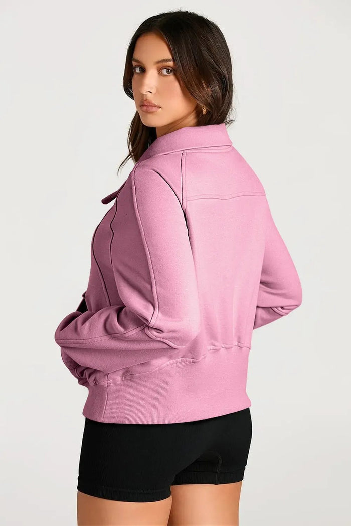 Shop Quarter Zip Stand Neck Kangaroo Pocket Sweatshirt at eAura