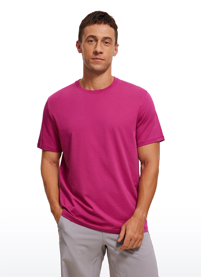 CRZ YOGA Men's Running Classic Fit Shirts Quick Dry Short Sleeves Sizzling Pink