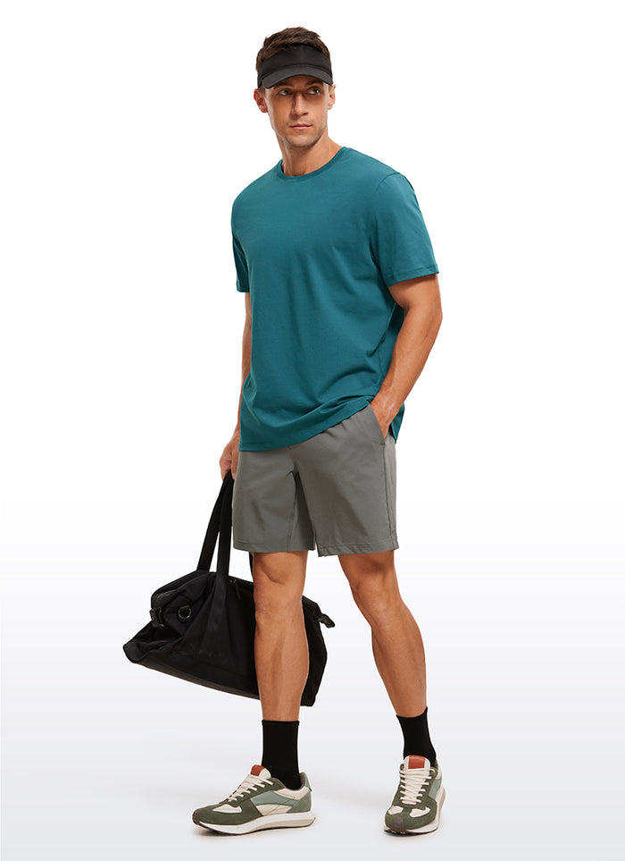 CRZ YOGA Men's Running Classic Fit Shirts Quick Dry Short Sleeves Green Jade