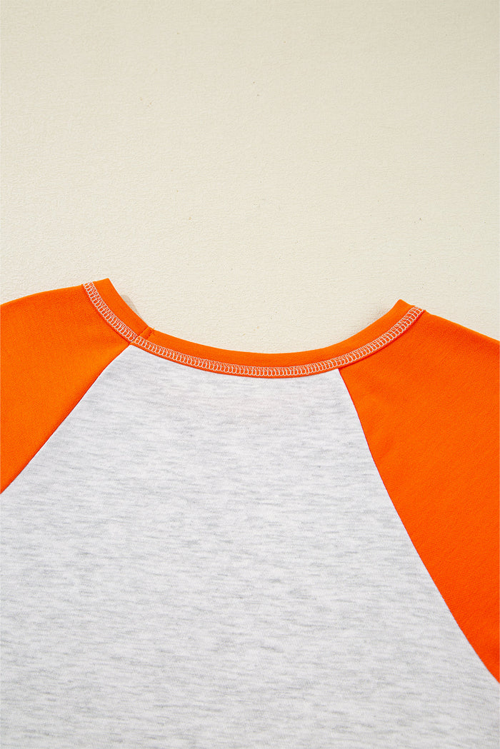 Raglan Sleeve Contrast Stitching Loose Fit Top - Tops/Long Tops
