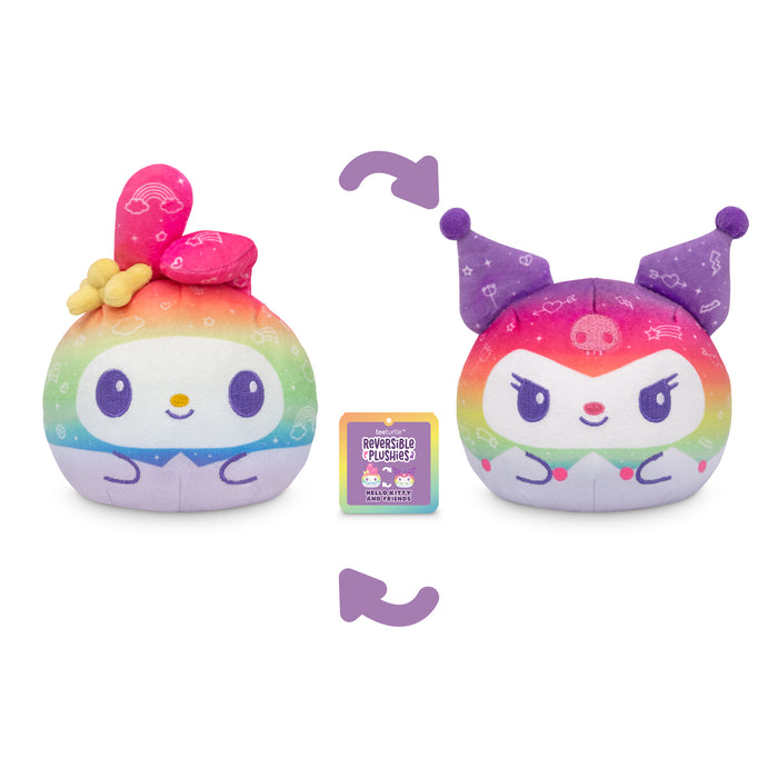 Rainbow My Melody & Kuromi 4" Reversible Plushie
