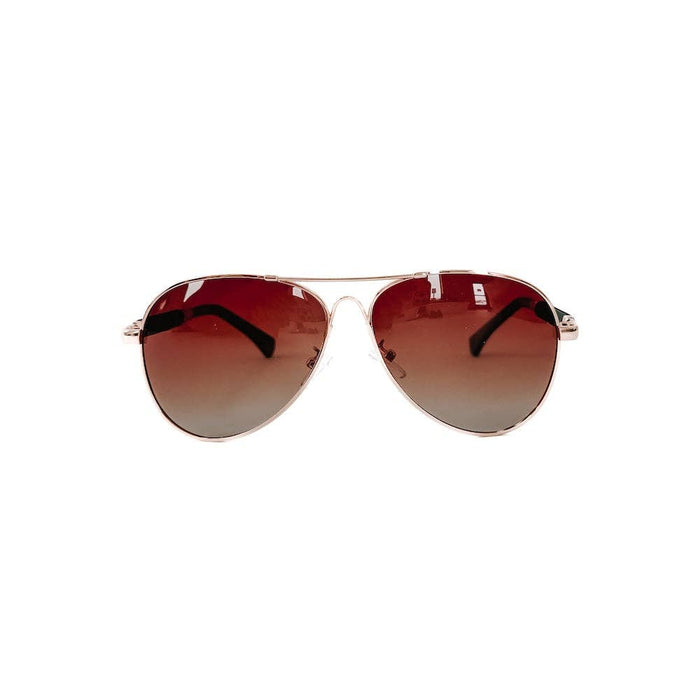 Rebecca Retro Round Aviator Sunglasses – Brown & Gold