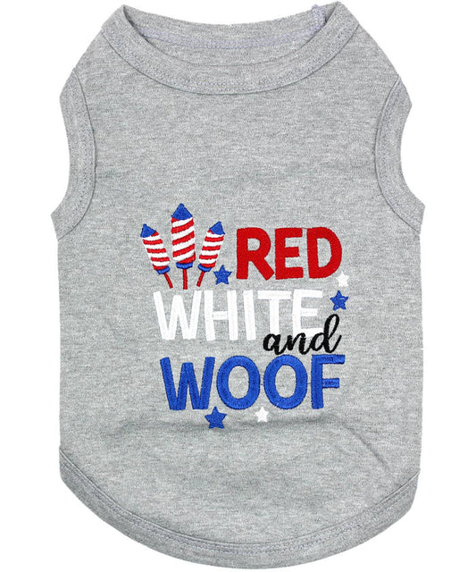 Red White and Woof Patriotic Dog T-Shirt