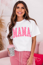 Retro Pink Checkered MAMA Graphic Tee – Ultra-Soft Cotton Blend