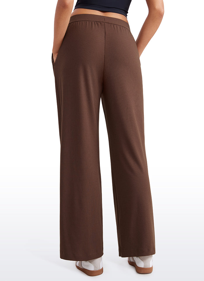 CRZ YOGA Women's Casual Lounge High Rise Sweatpants with Pockets 30.5" Coffee Brown