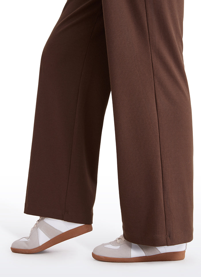 CRZ YOGA Women's Casual Lounge High Rise Sweatpants with Pockets 30.5" Coffee Brown