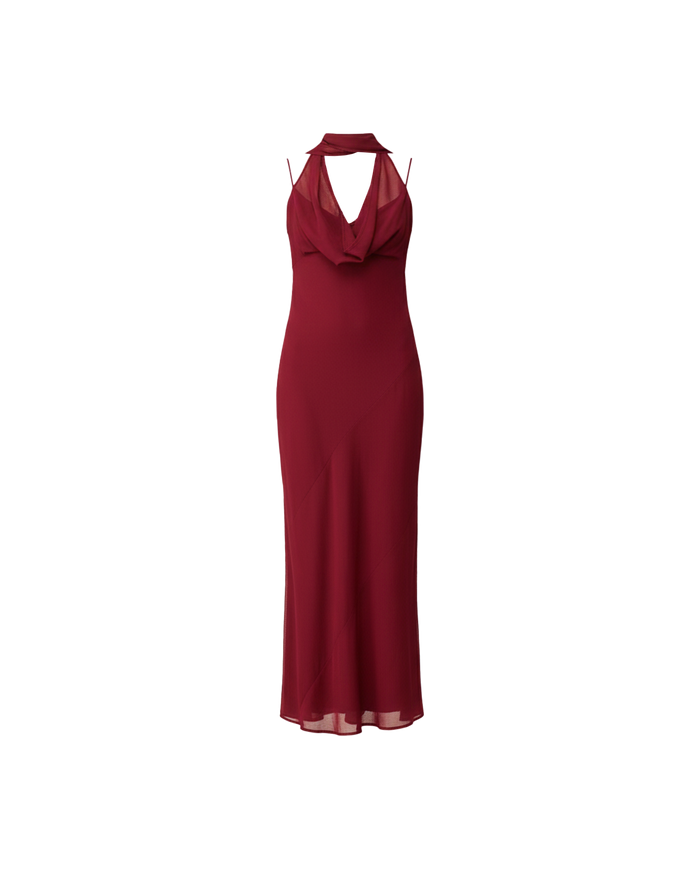 RILEY SASH DRESS MERLOT
