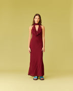 RILEY SASH DRESS MERLOT
