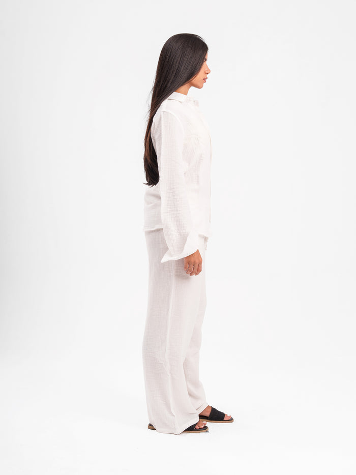 RIPPLED LINEN PANTS