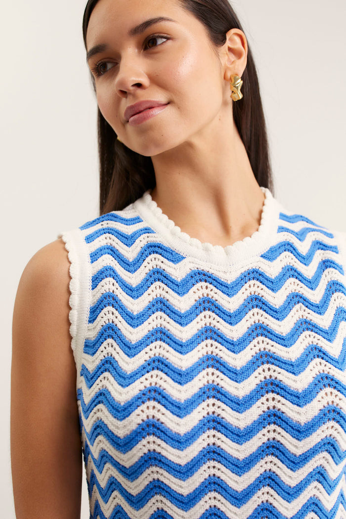 Riva Dress In Cornflower/White