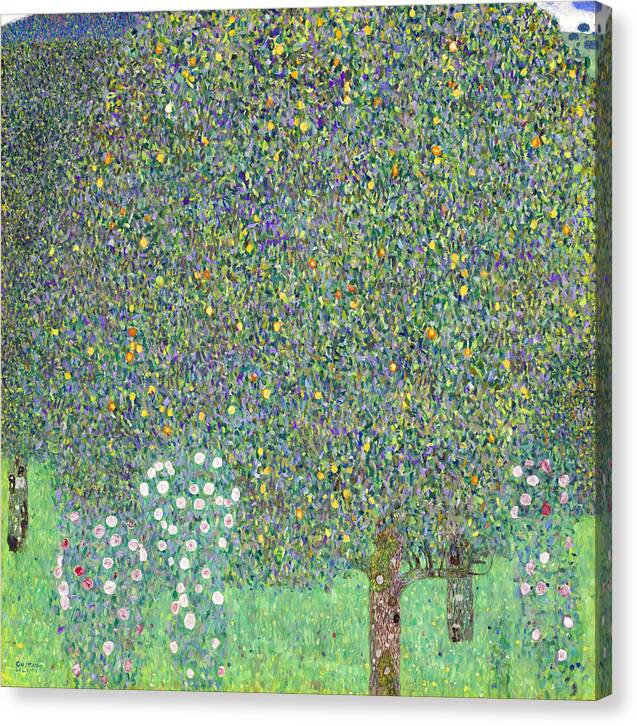 Rosebushes Under the Trees - Canvas Print
