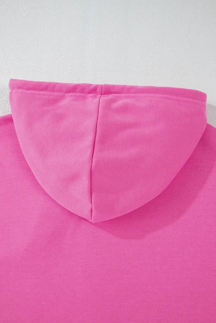 Sachet Pink Solid Drop Shoulder Drawstring Cropped Hoodie - Tops/Sweatshirts & Hoodies