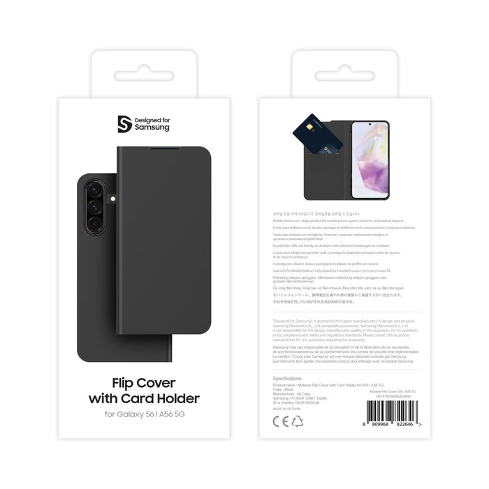 Samsung Mobeen Flip Case With Card Slot - Samsung Galaxy A56 - Black (SAM-GP-FWA566AE)