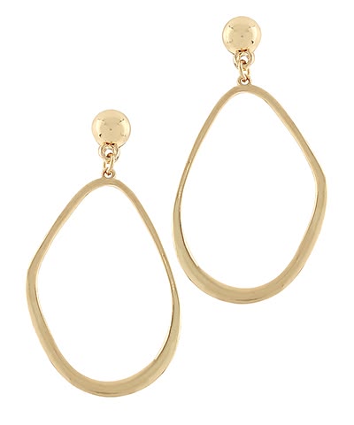 Sculptural Gold Geometric Oval Outline Earrings