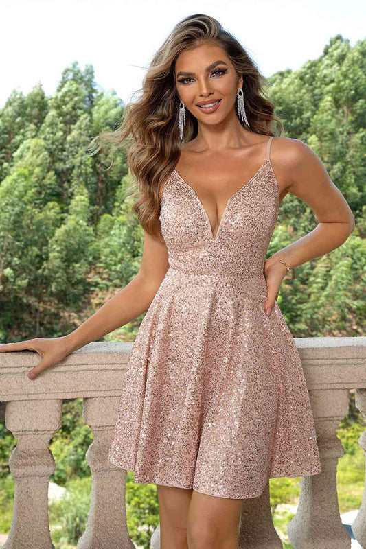 Sequin Spaghetti Strap Dress - Madikfashions.com