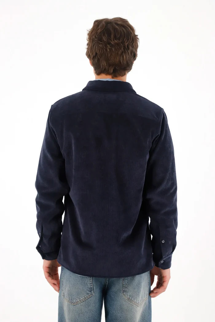 Shirt in 100% linen blue for men