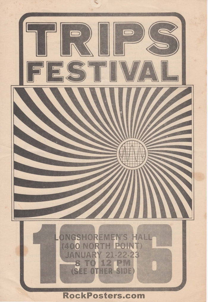 AUCTION - AOR 2.42 - LSD Trips Festival Grateful Dead Ken Kesey - 2-Sided 1966 Handbill - Longshoremen's Hall - Excellent-279638-166771