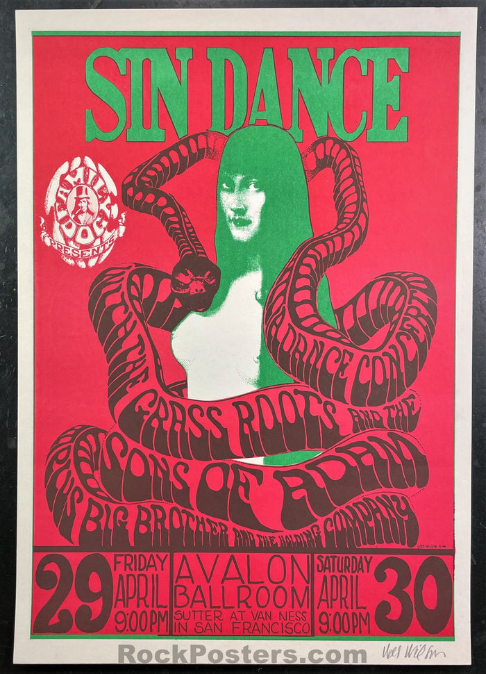 AUCTION - FD-6 - Grass Roots - 1966 Poster - Wes Wilson Signed - Avalon Ballroom - Near Mint Minus-296764-181098