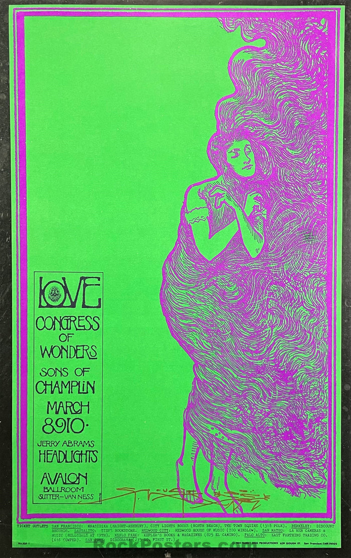 AUCTION - FD-109 - Love -  1968 Poster - Mouse Signed - Avalon Ballroom - Near Mint-297546-181100