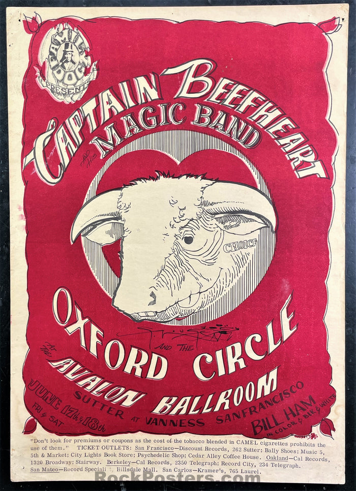 AUCTION - FD-13 - Captain Beefheart - 1966 Poster - Mouse Signed - Avalon Ballroom - Good-296765-181106