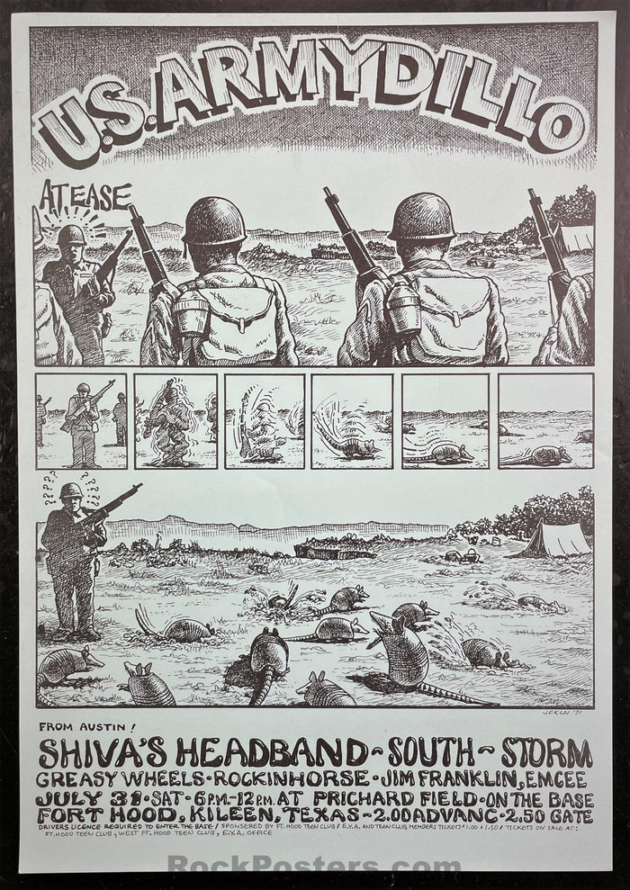AUCTION - AOR-4.173 - US Armydillo - 1971 Poster - Ft. Hood Texas - Near Mint-327709-198814