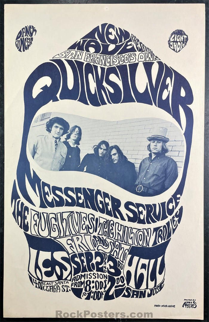 AUCTION - Psychedelic - Quicksilver - 1966 Cardboard Poster - San Jose, CA - Excellent-327953-198864