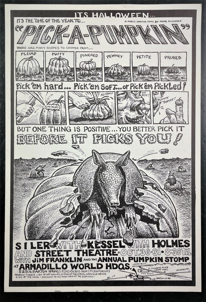 AUCTION - Texas - Armadillo - Pick A Pumpkin - 1971 Poster - Near Mint-329030-198880