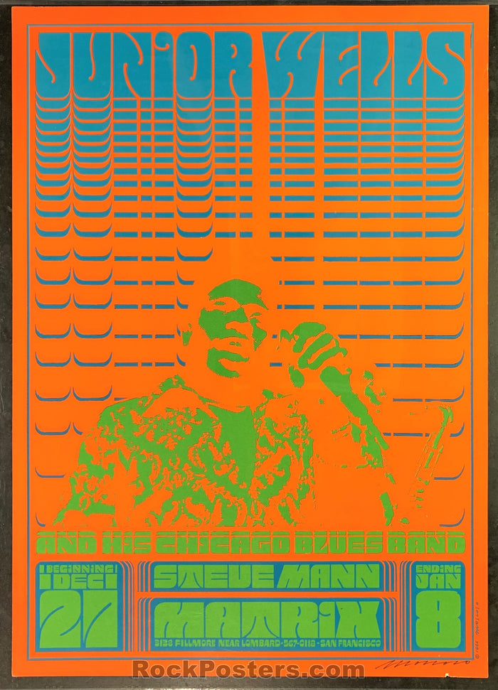 AUCTION -  Neon Rose 1 - Junior Wells - Moscoso Signed - 1967 1st Printing  Poster - The Matrix - Near Mint Minus-325815-198884