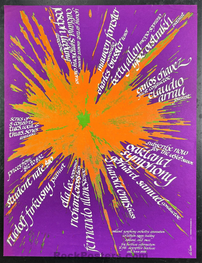 AUCTION - Psychedelic - Oakland Symphony Schedule - 1968/69 Poster - Near Mint Minus-326719-198890