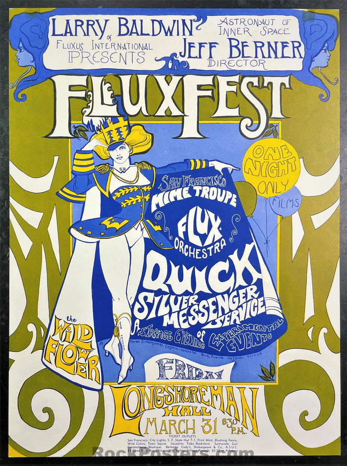 AUCTION - Fluxfest - Mime Troupe Quicksilver- 1967 Poster - Longshoremen's Hall - Excellent-325753-198904