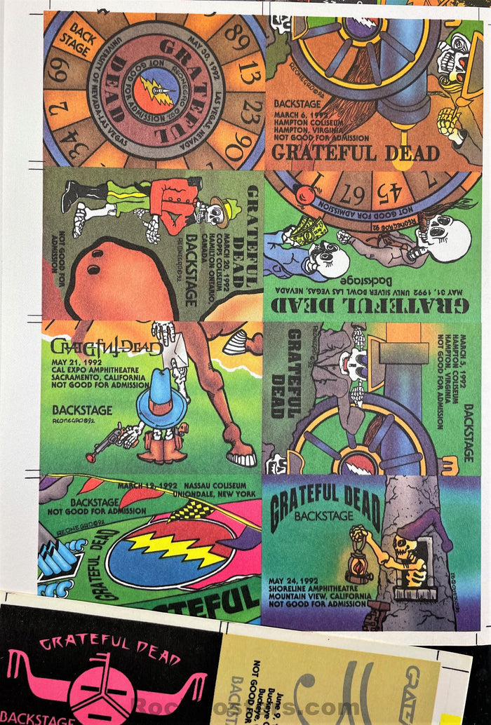 AUCTION - Grateful Dead - Uncut Sheet Backstage Passes 8 total - 1992 - Mint-329681-199070