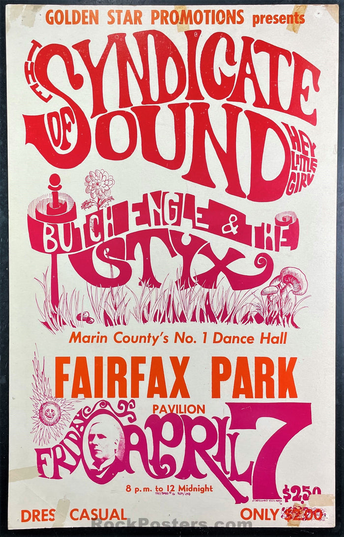 AUCTION - Psychedelic - Syndicate of Sound - 1967 Cardboard Poster - Fairfax, CA - Excellent-327817-199093