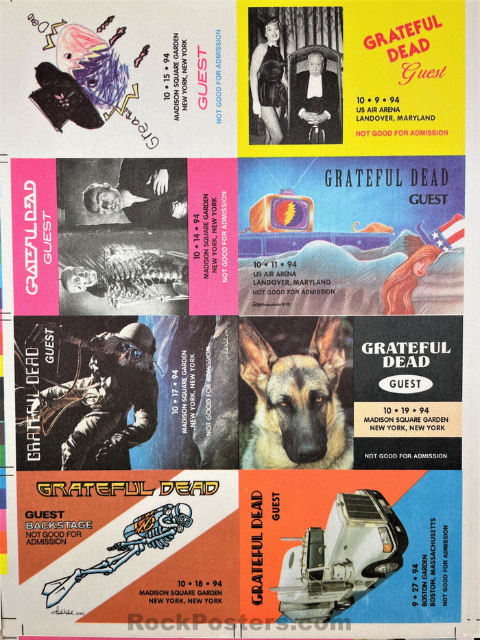 AUCTION - Grateful Dead - Uncut Sheet Backstage Passes 8 total - 1994 - Mint-329719-199108