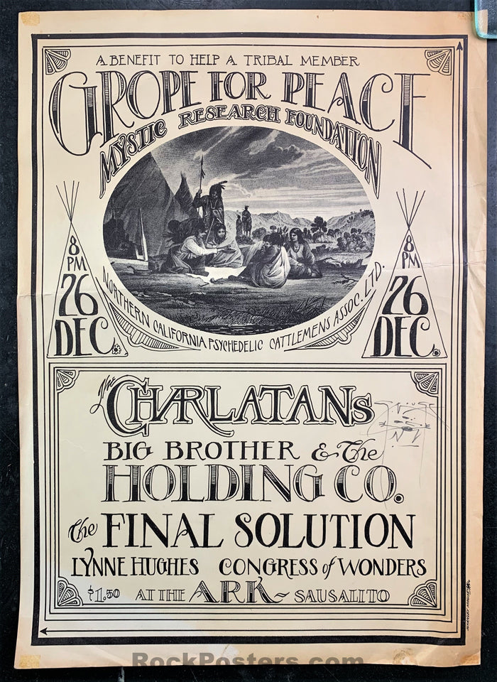 AUCTION - AOR-2.130 - Grope For Peace Charlatans - Mouse Signed - 1966 Poster - The Ark - Good-329781-199112