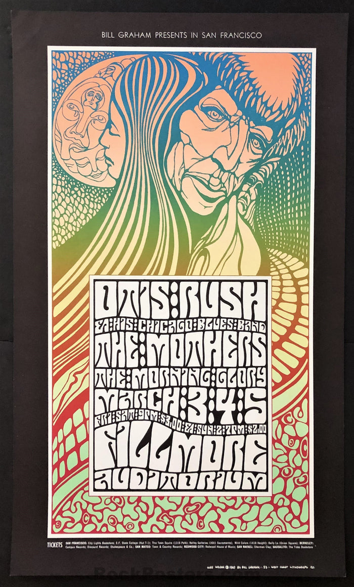 AUCTION - BG-53 - The Mothers/Otis Rush - Wes Wilson - 1967 Poster - Fillmore - Excellent-321649-199117