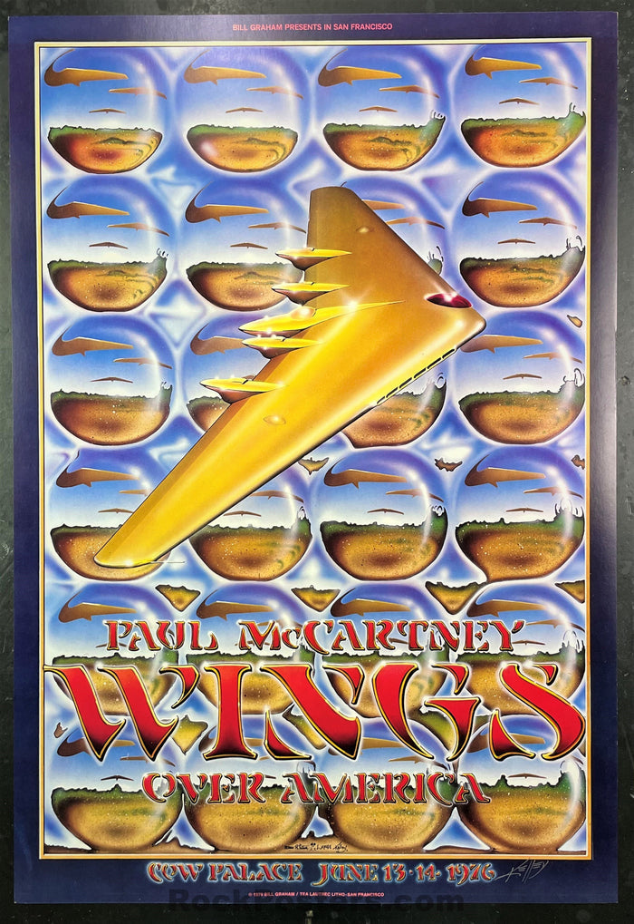 AUCTION - BGP - Paul McCartney & Wings - 1976 Poster - Alton Kelley Double Signed - Cow Palace - Excellent-325239-199119