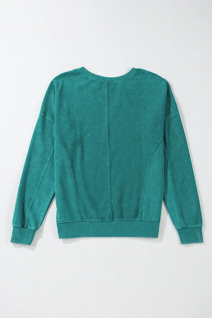 Skobeloff Solid Colour Notched Neck Drop Shoulder Sweatshirt - Tops/Sweatshirts & Hoodies