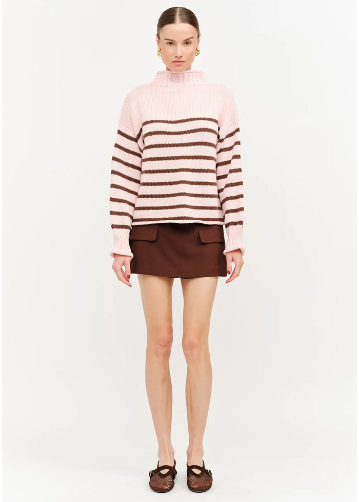 Skylar Striped Sweater - Dusty Rose