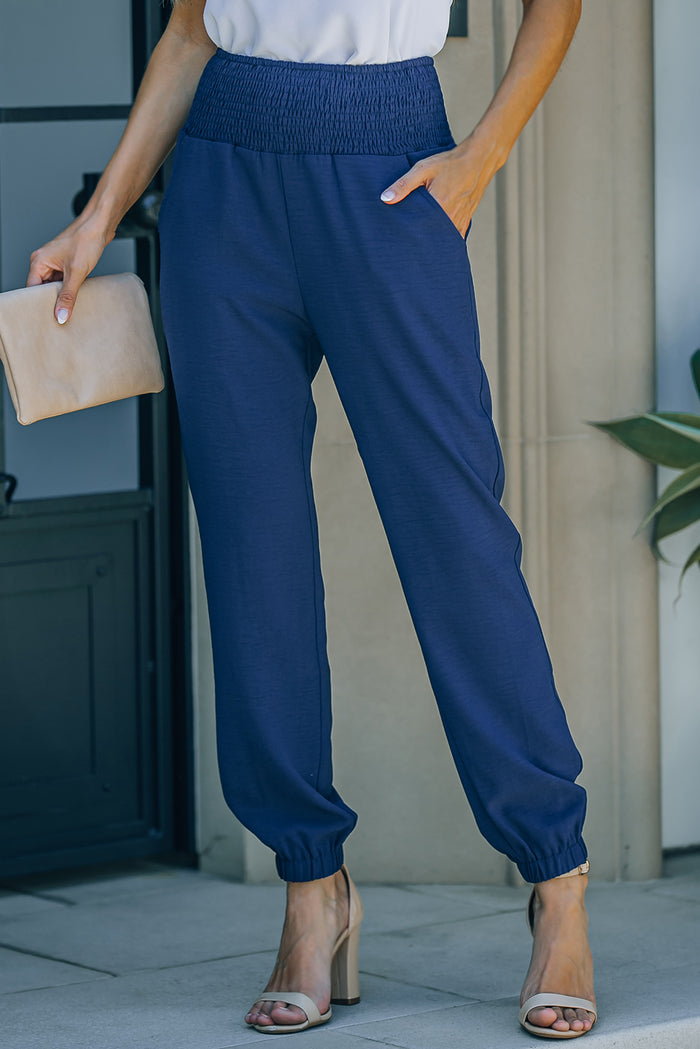 Smocked Waist Pocket Joggers - Madikfashions.com