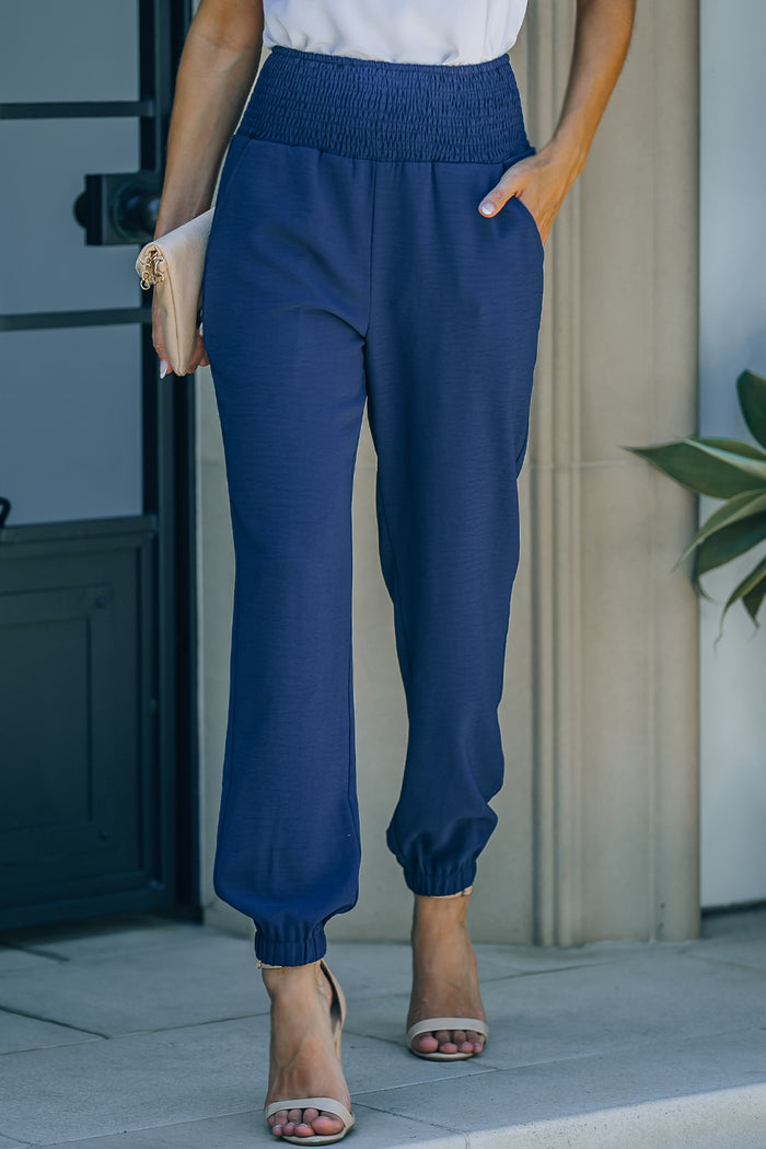 Smocked Waist Pocket Joggers - Madikfashions.com
