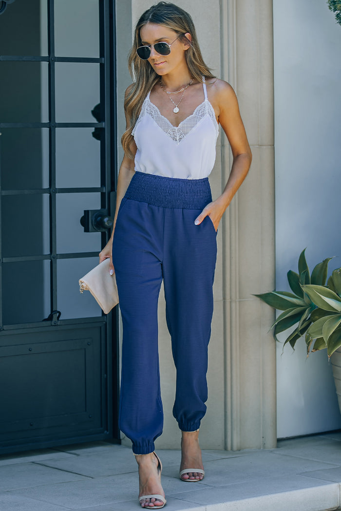 Smocked Waist Pocket Joggers - Madikfashions.com