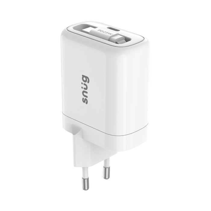Snug 1 Port PD Charger With Retractable Cable - 25W - White (SNPW-1P25WRET-W)