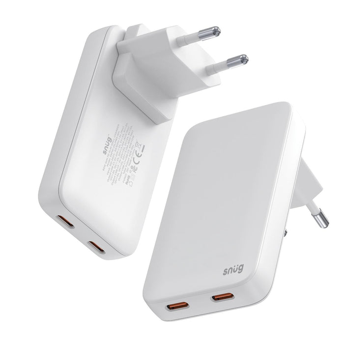 Snug 2 Port PD GaN Slim Wall Charger 65W - White (SNPW-2SLIM65-WH)