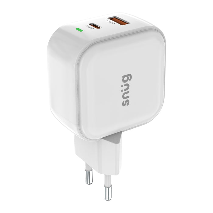 Snug 2 Port USB/Type C Wall Charger 45W - White (SNP-TR-45BUC-W)