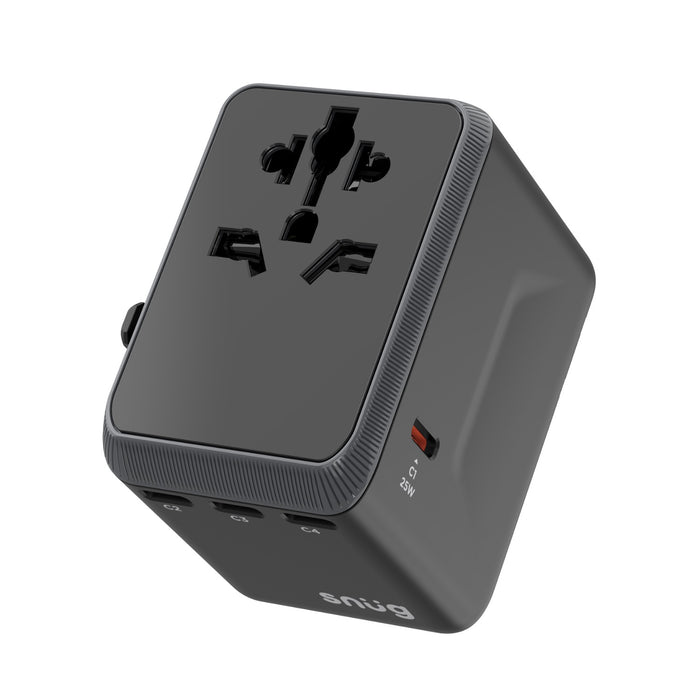 SNUG 5 Port Universal Travel Adapter - 25W - Black (SNPW-UNI25W-B)