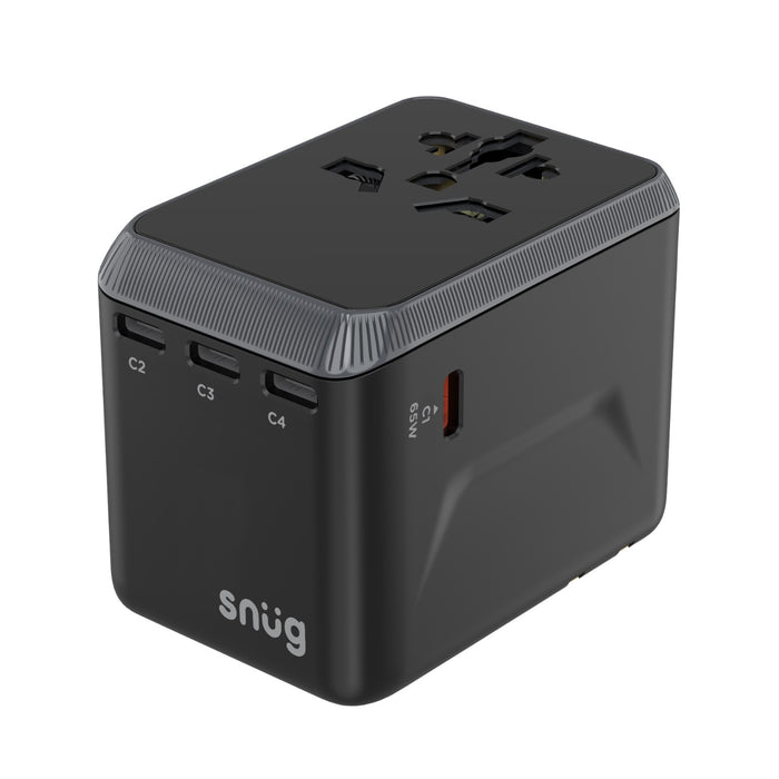SNUG 5 Port Universal Travel Adapter - 65W - Black (SNPW-UNI65W-B)